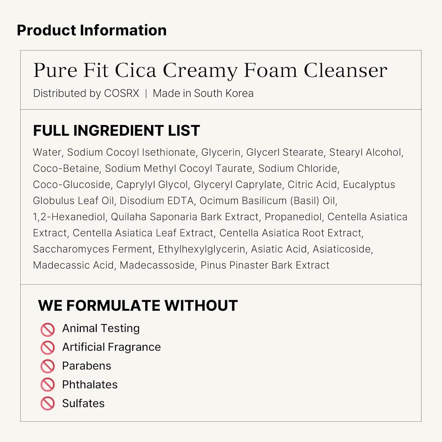 Cosrx Pure Fit Cica Creamy Foam Cleanser 150ml