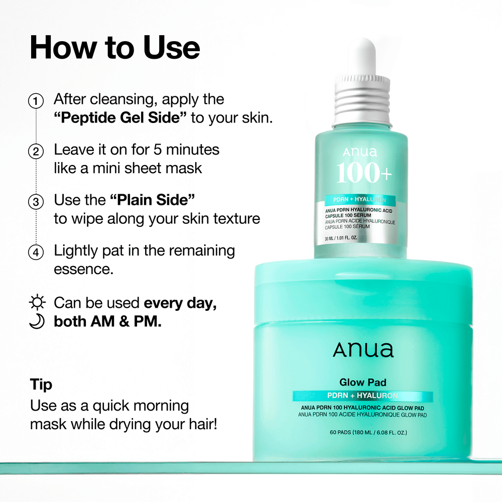 Anua PDRN 100 Hyaluronic Acid Glow Pad 180ml 60ea